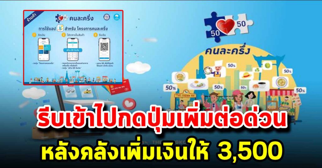 รีบเข้าไปกดปุ่มเพิ่มด่วนโครงการคนละครึ่ง หลังคลังเพิ่มเงิน ...